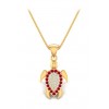 Chelonian White And Red Stone Pendant with Stud